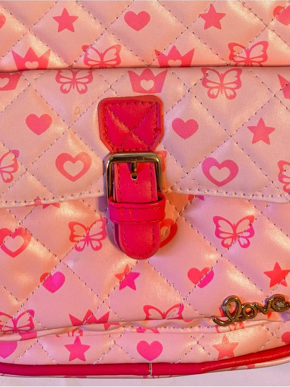 Little Girls Pink Heart & Butterfly Mini Backpack Adjustable Straps
